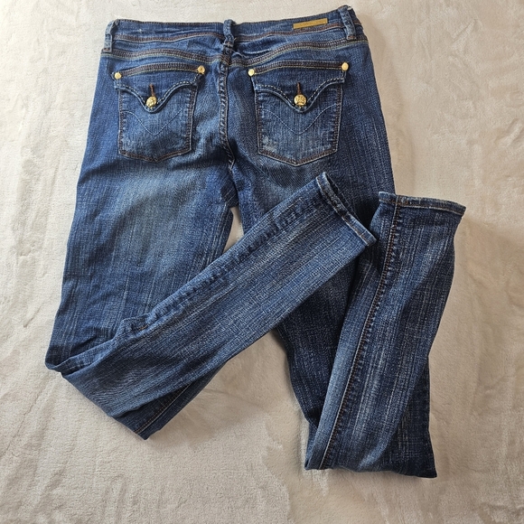 Pepe Jeans London Skinny Jeans Women’s 30 medium blue Wash gold accent buttons - Picture 12 of 15